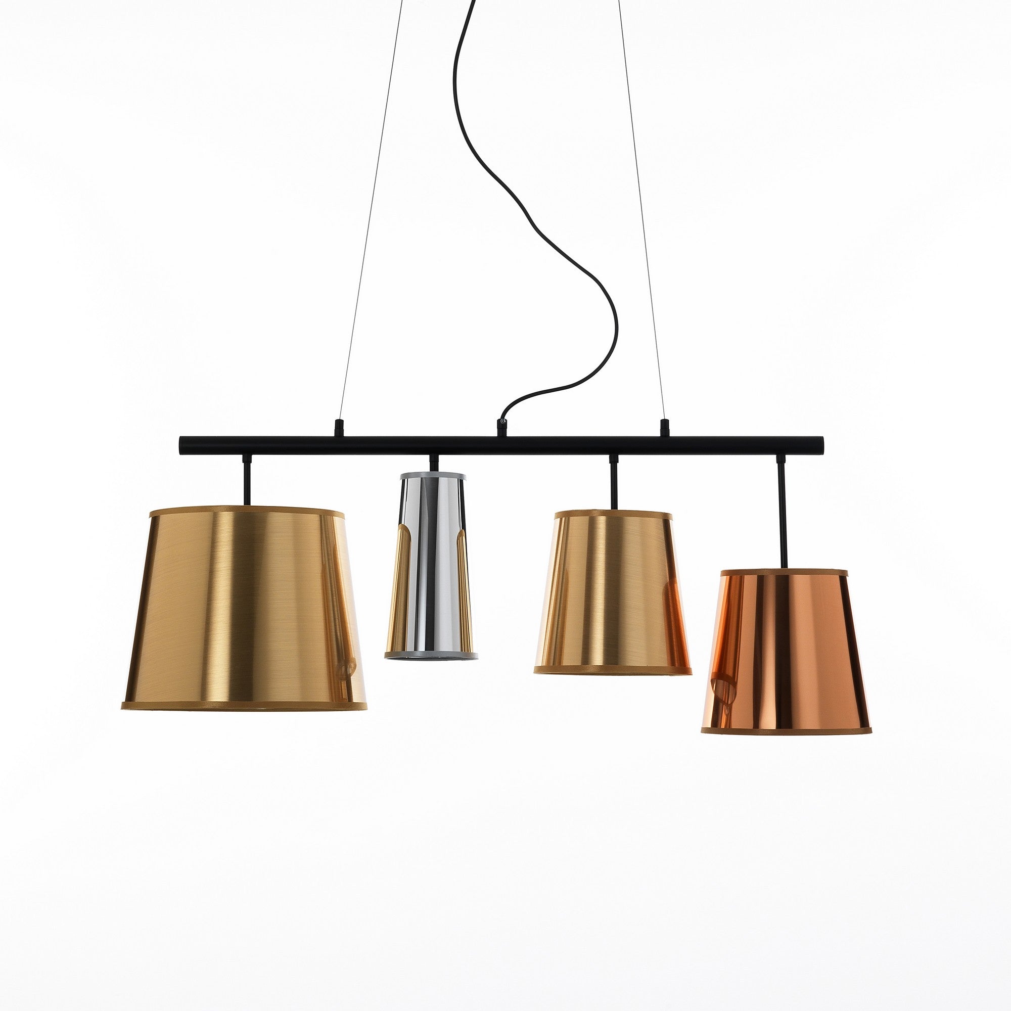 Lampadario in metallo nero opaco cm. L.93 P.30 H.40