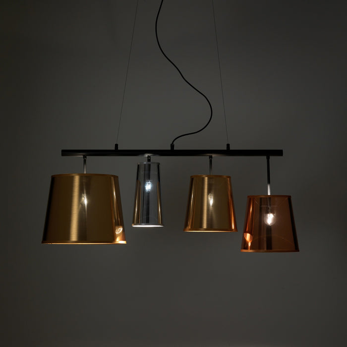 Lampadario in metallo nero opaco cm. L.93 P.30 H.40