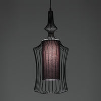 Lampadario in filo di acciaio nero con paralume cm Ø.29 H.64