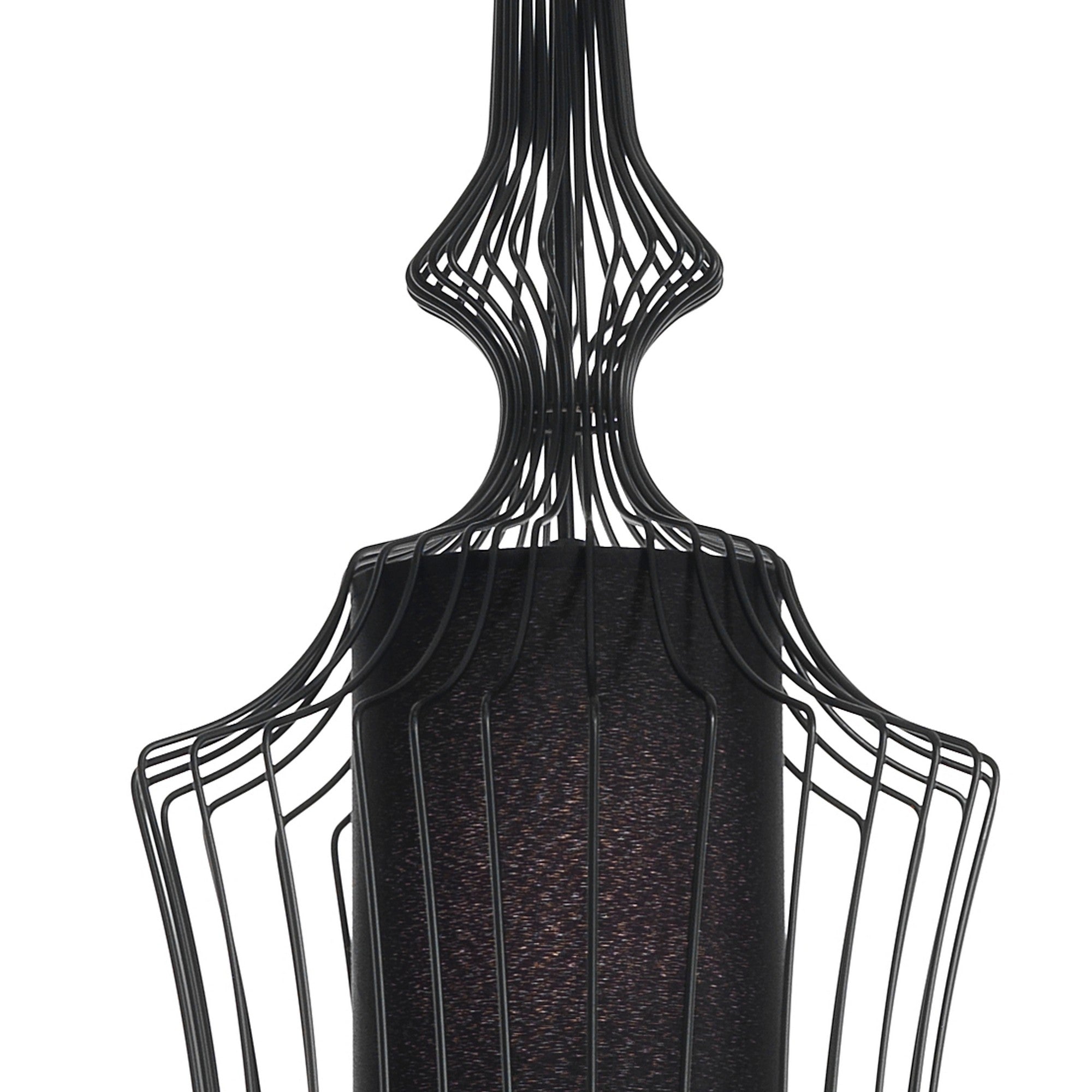 Lampadario in filo di acciaio nero con paralume cm Ø.29 H.64