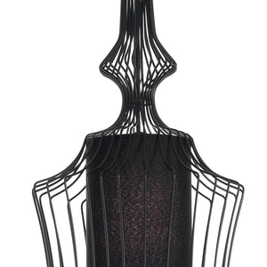 Lampadario in filo di acciaio nero con paralume cm Ø.29 H.64