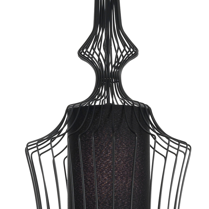 Lampadario in filo di acciaio nero con paralume cm Ø.29 H.64