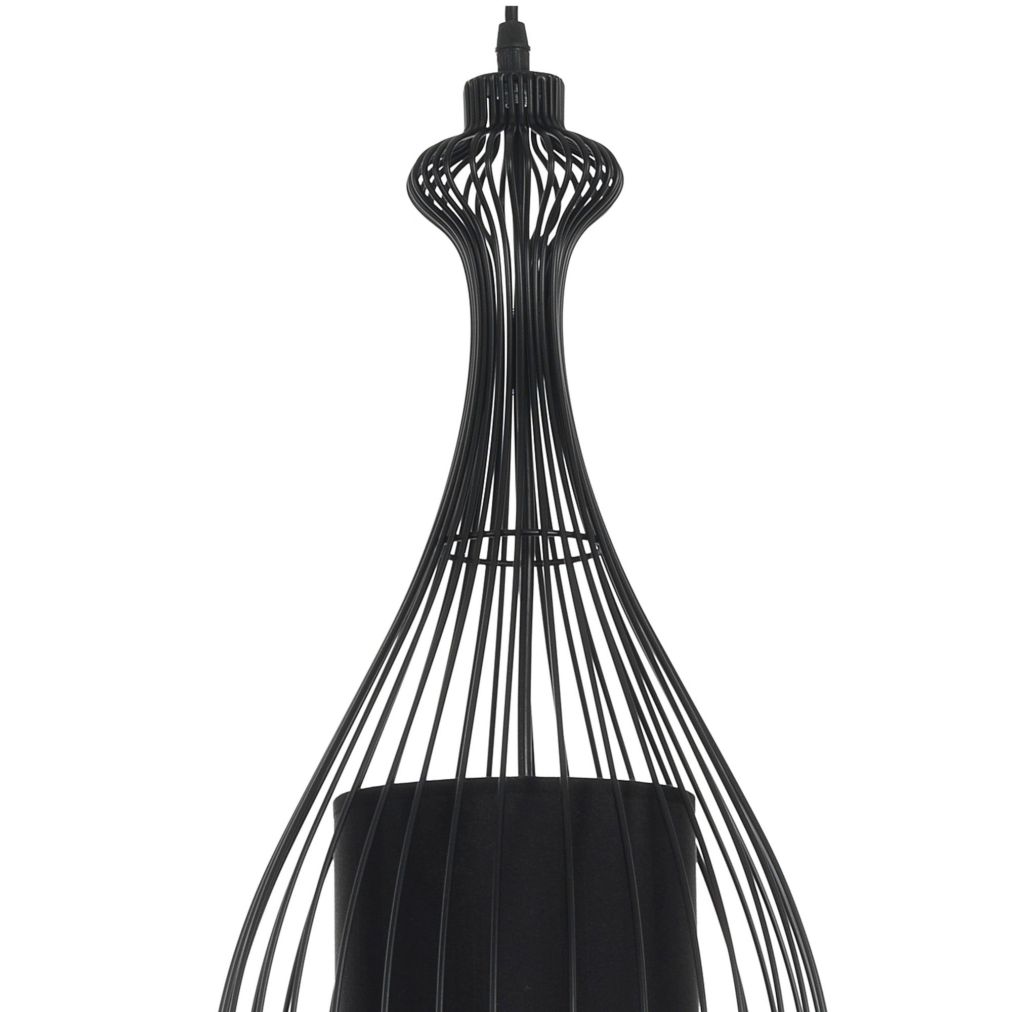 Lampadario in filo di acciaio nero con paralume cm Ø.24 H.56