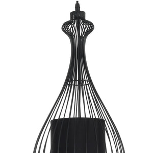 Lampadario in filo di acciaio nero con paralume cm Ø.24 H.56