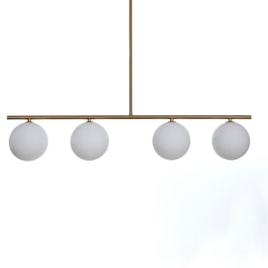 Lampadario in acciaio verniciato ottone anticato cm. L.95 P.15,5 H.90