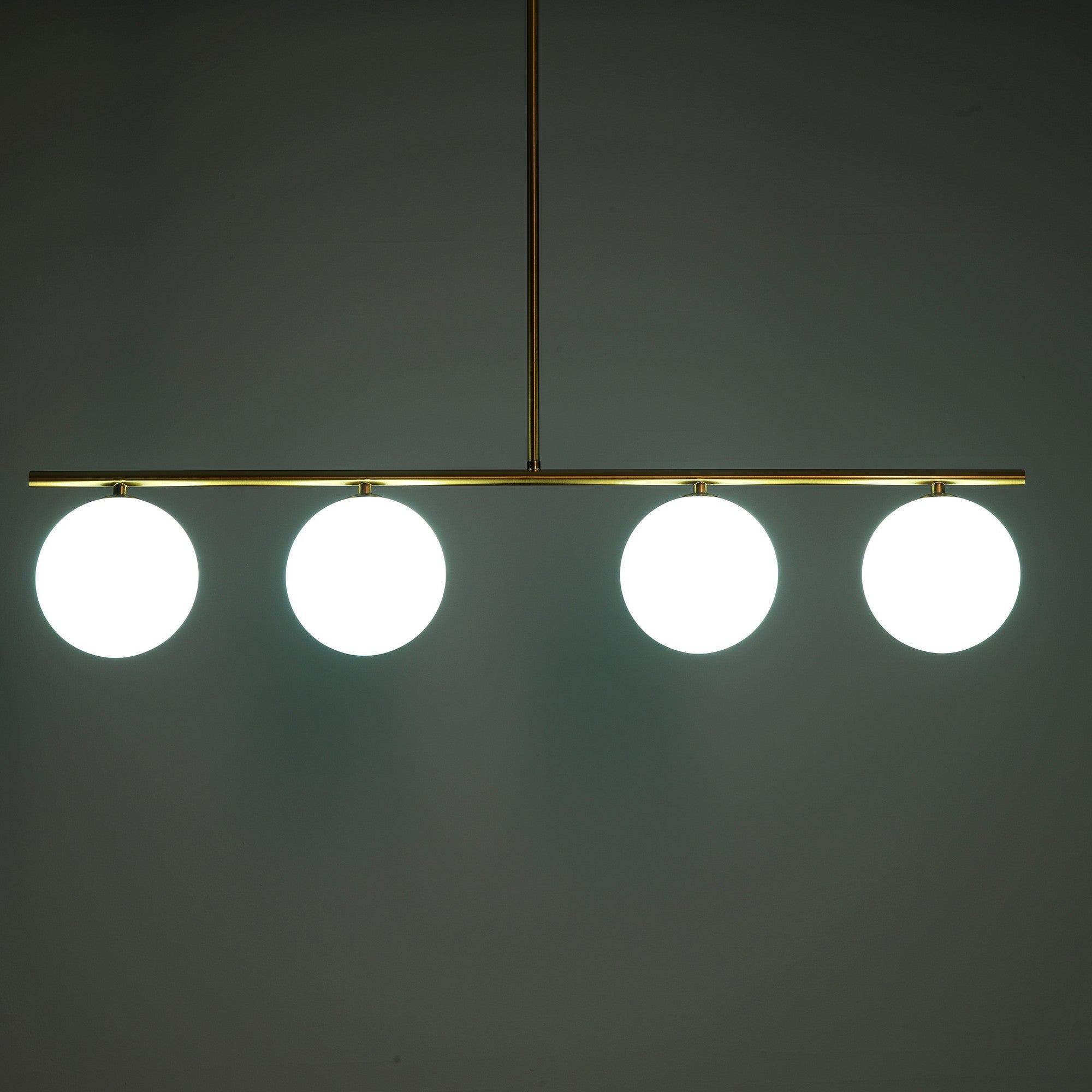 Lampadario in acciaio verniciato ottone anticato cm. L.95 P.15,5 H.90