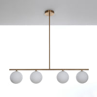 Lampadario in acciaio verniciato ottone anticato cm. L.95 P.15,5 H.90