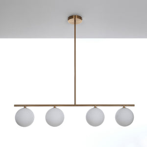 Lampadario in acciaio verniciato ottone anticato cm. L.95 P.15,5 H.90