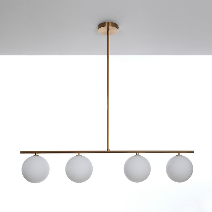 Lampadario in acciaio verniciato ottone anticato cm. L.95 P.15,5 H.90