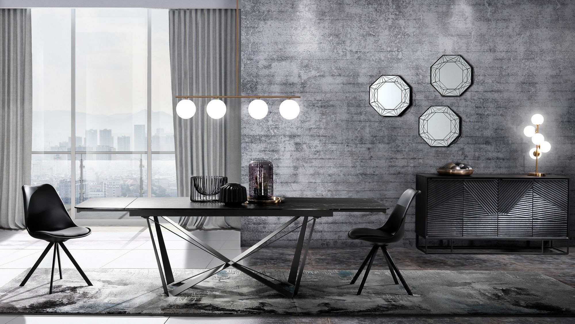 Lampadario in acciaio verniciato ottone anticato cm. L.95 P.15,5 H.90