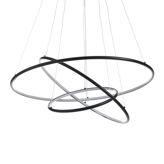 Lampadario a 3 anelli in allumino nero opaco cm. H.92 x Ø.80