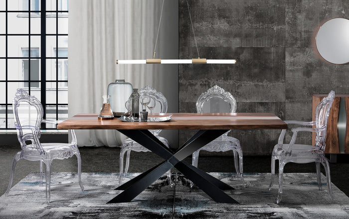 Lampadario in vetro e acciaio oro cm. Ø.3,2 L.92