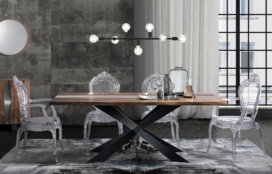 Lampadario in acciaio nero cm. L.92 P.9 H.9