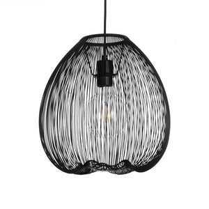 Lampadario in filo di acciaio nero opaco cm. Ø.35 H.36