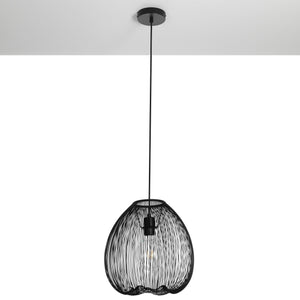 Lampadario in filo di acciaio nero opaco cm. Ø.35 H.36