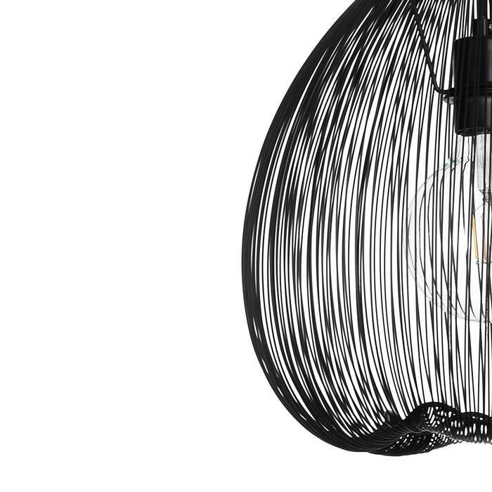 Lampadario in filo di acciaio nero opaco cm. Ø.35 H.36