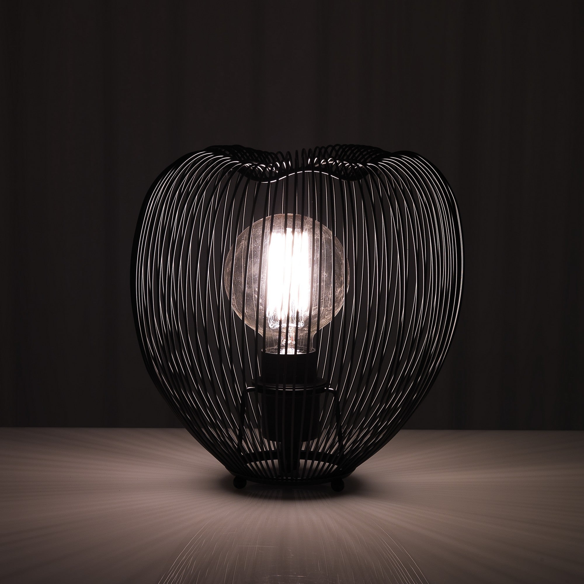 Lampada da tavolo in filo di acciaio nera cm Ø.25 H.26