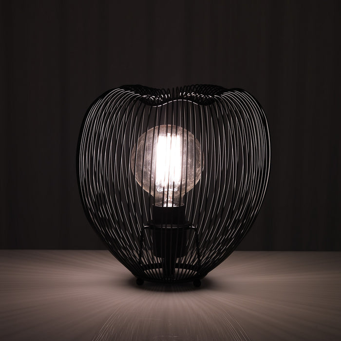 Lampada da tavolo in filo di acciaio nera cm Ø.25 H.26