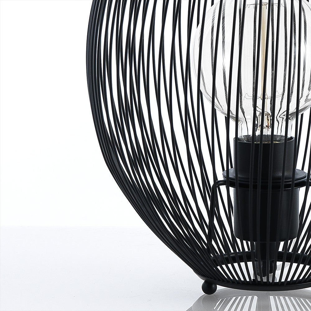 Lampada da tavolo in filo di acciaio nera cm Ø.25 H.26