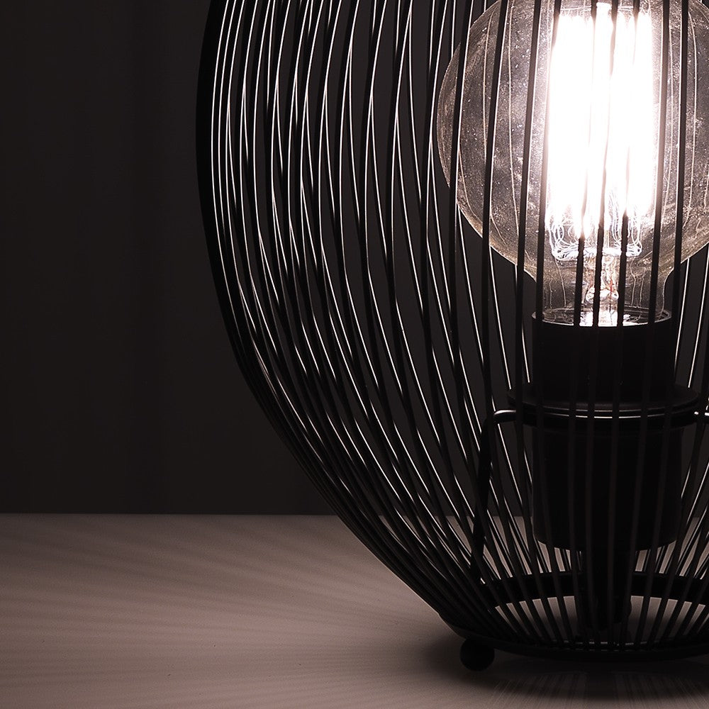 Lampada da tavolo in filo di acciaio nera cm Ø.25 H.26