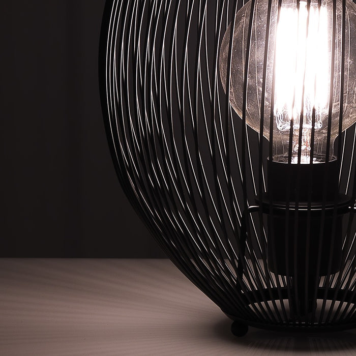 Lampada da tavolo in filo di acciaio nera cm Ø.25 H.26