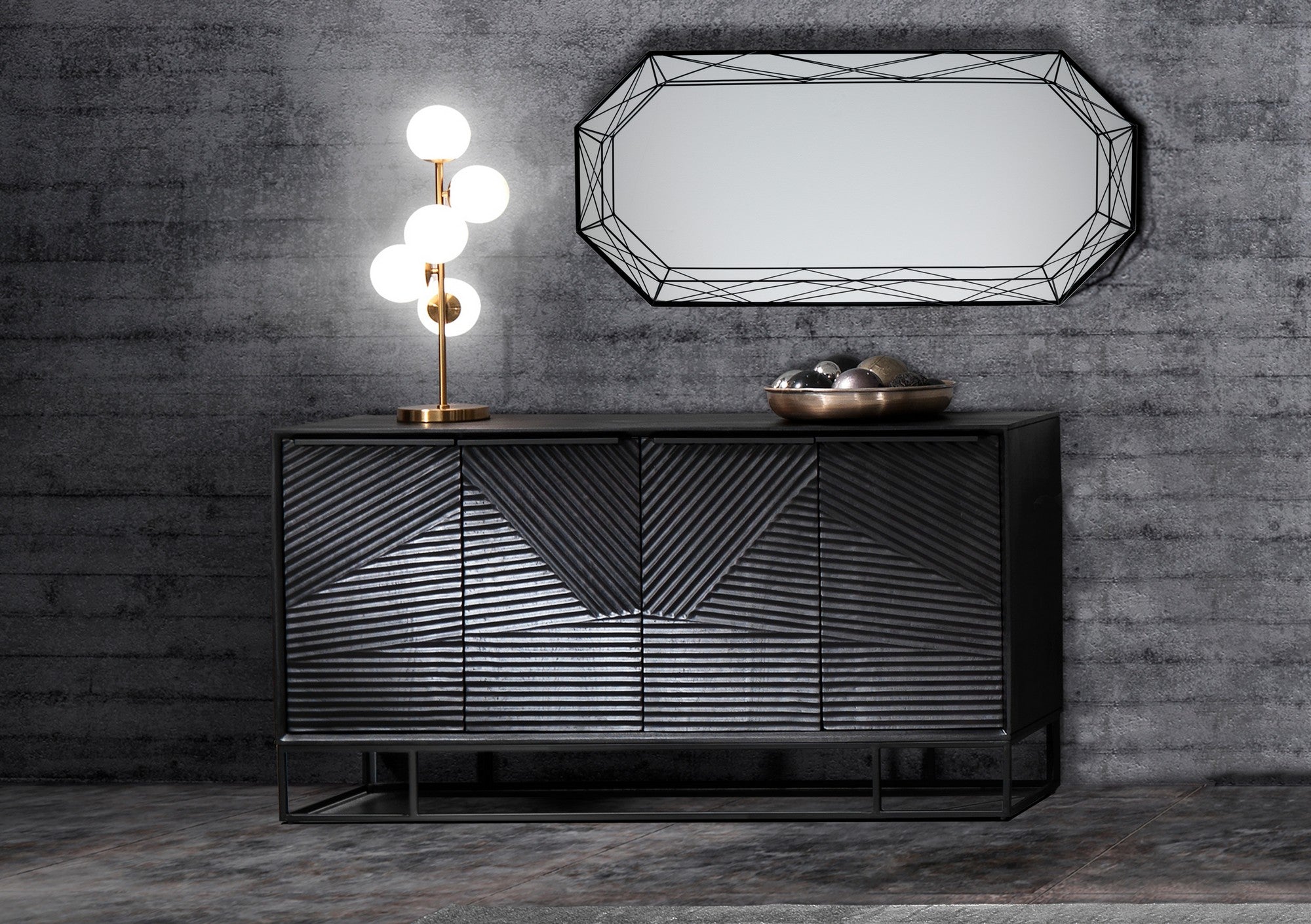 Specchiera da parete SHINE 120 cm in metallo oro lucido