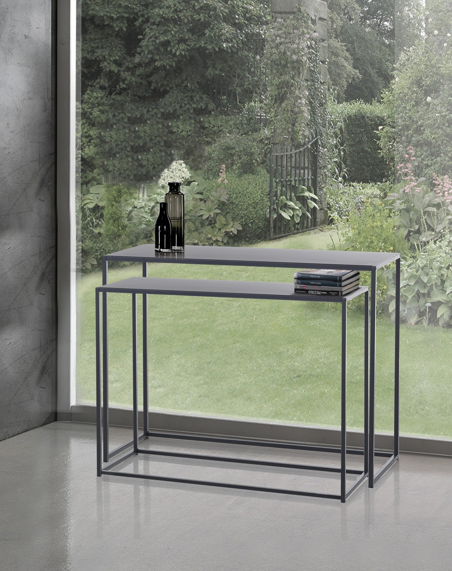 Consolle doppia in acciaio antracite cm. H.77,5xP.40xL.100 (grande)