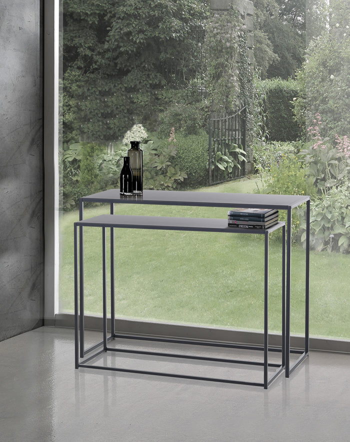 Consolle doppia in acciaio antracite cm. H.77,5xP.40xL.100 (grande)