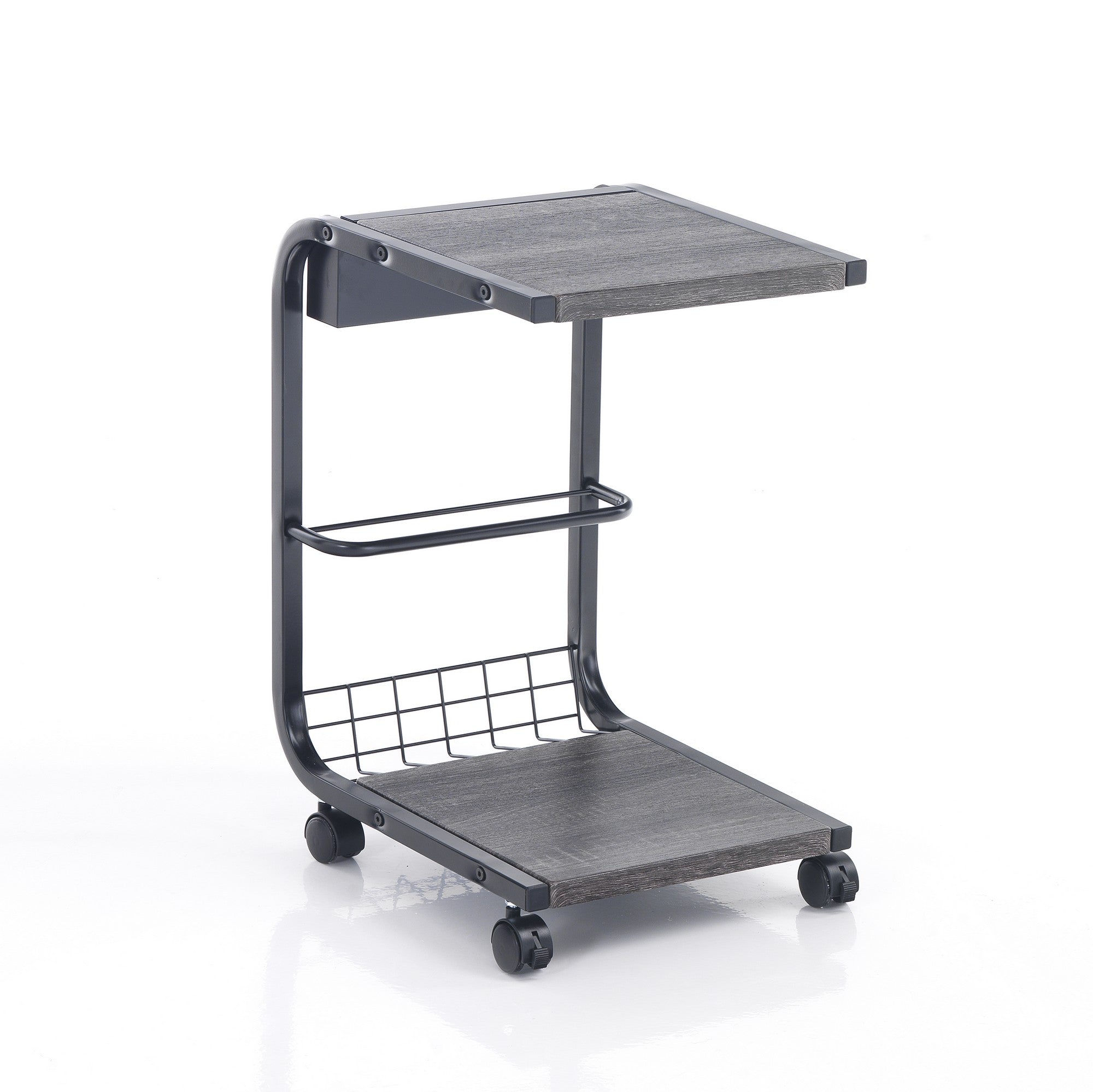 Carrello ELGIN multifunzione con 3 ripiani in metallo nero