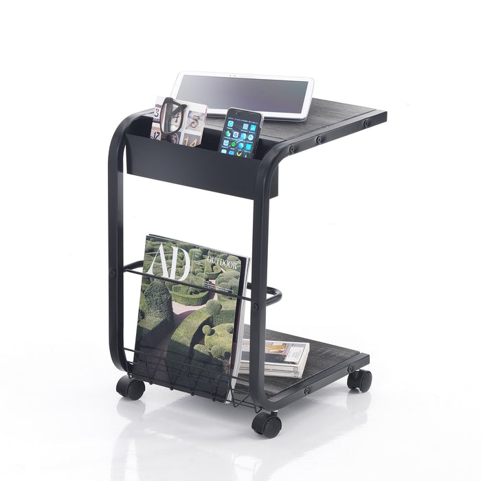 Carrello ELGIN multifunzione con 3 ripiani in metallo nero