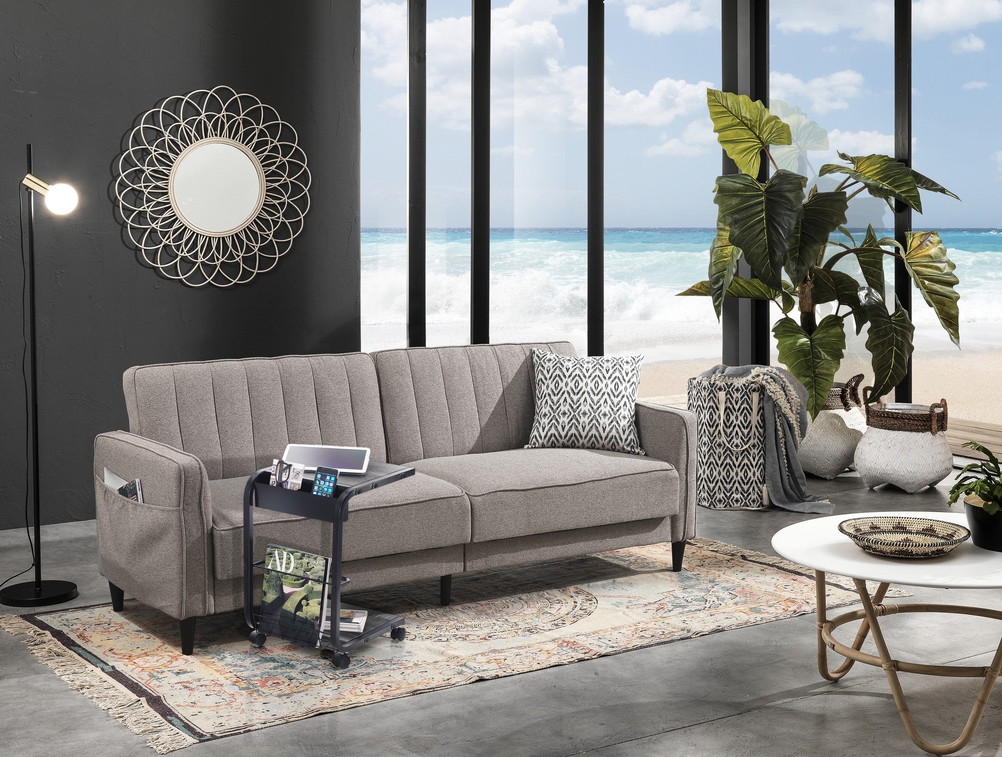 Carrello ELGIN multifunzione con 3 ripiani in metallo nero