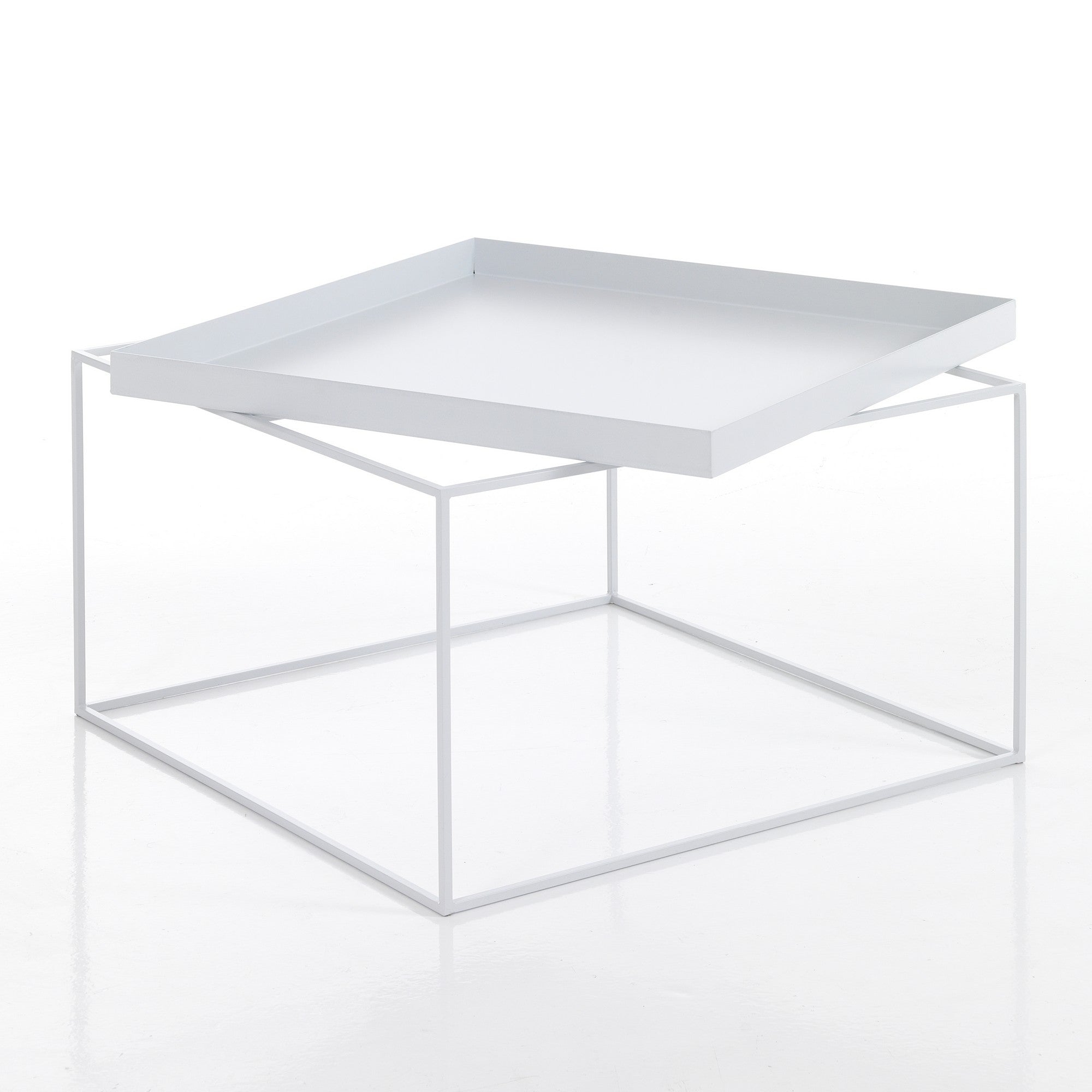 Tavolino da esterno in acciaio bianco H.40 x L.60 x P.60