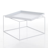 Tavolino da esterno in acciaio bianco H.40 x L.60 x P.60
