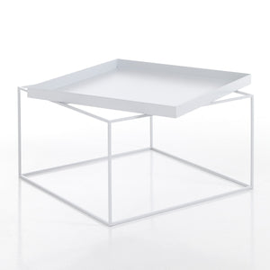 Tavolino da esterno in acciaio bianco H.40 x L.60 x P.60