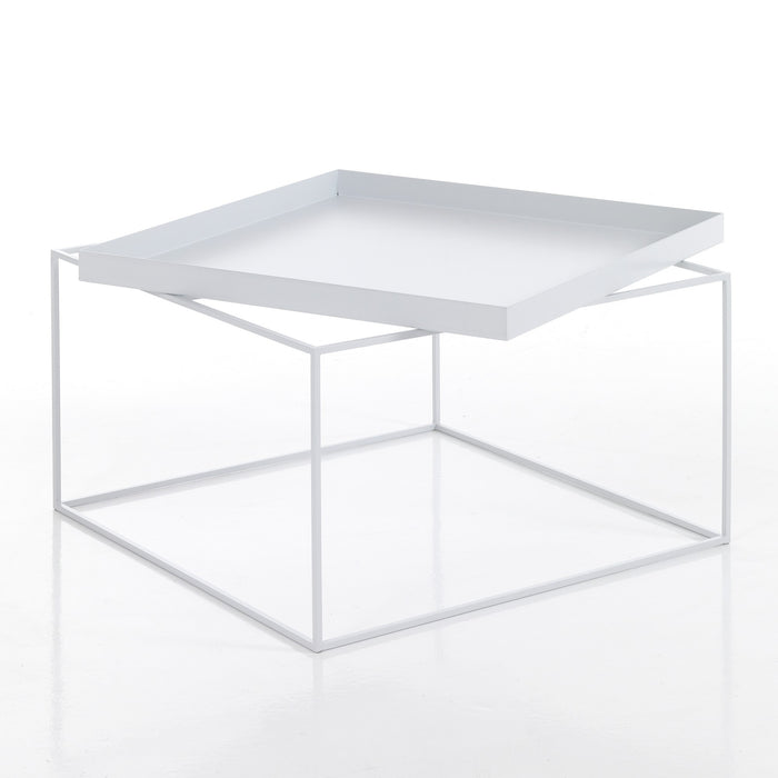 Tavolino da esterno in acciaio bianco H.40 x L.60 x P.60