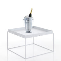 Tavolino da esterno in acciaio bianco H.40 x L.60 x P.60