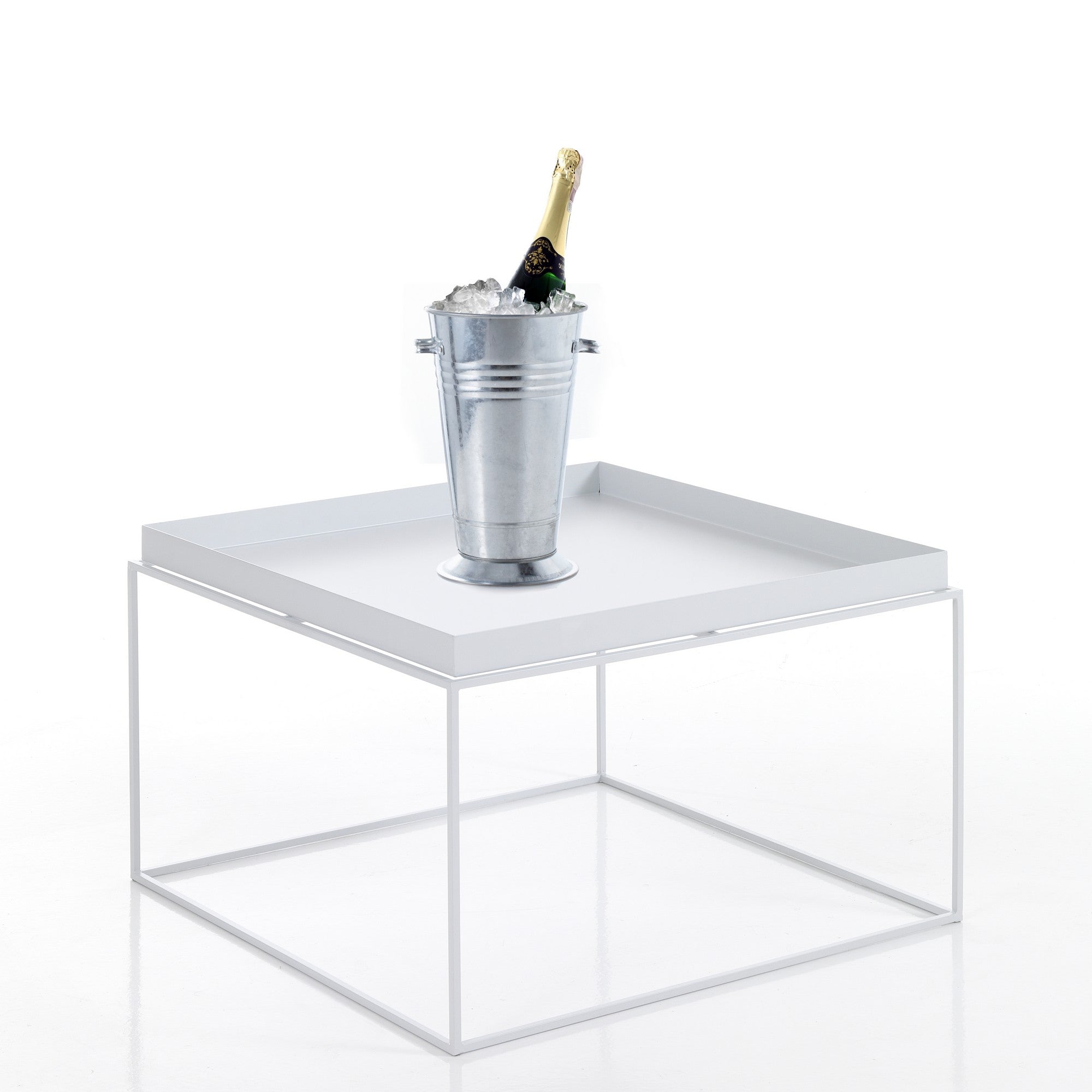 Tavolino da esterno in acciaio bianco H.40 x L.60 x P.60