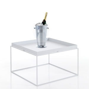 Tavolino da esterno in acciaio bianco H.40 x L.60 x P.60