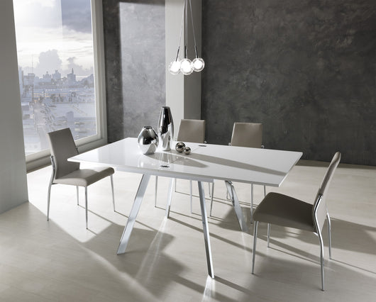 Tavolo allungabile effetto legno bianco cm. L.85/170xP.85xH.75,5/73,5