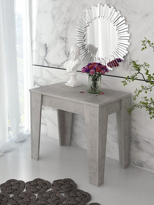 Consolle 6 prolunghe effetto legno finitura cemento cm. H.75xL.90xP.54