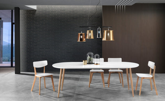 Tavolo allungabile effetto legno laccato bianco cm H.75 x P.90 x L.160