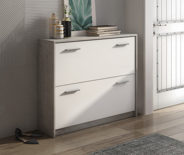 Scarpiera effetto legno finitura cemento H.81 x L.100 x P.25 cm