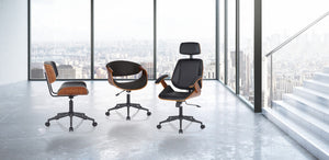 Poltrona da ufficio in pelle sintetica nera cm H.73/83 x L.54 x P.55