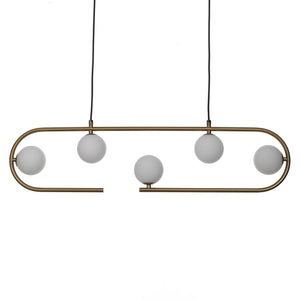 Lampadario in acciaio verniciato ottone cm. L.86 P.9,5 H.22