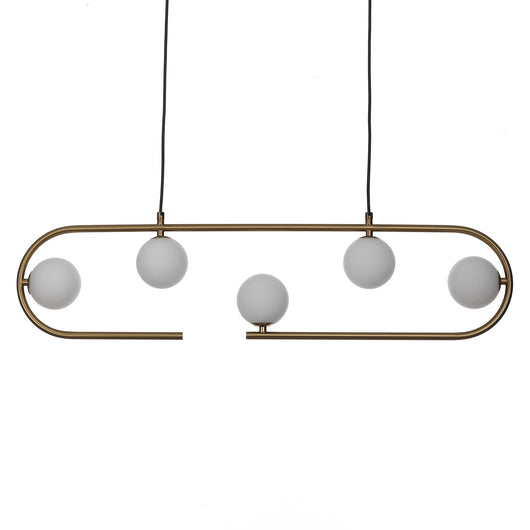 Lampadario in acciaio verniciato ottone cm. L.86 P.9,5 H.22