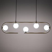 Lampadario in acciaio verniciato ottone cm. L.86 P.9,5 H.22