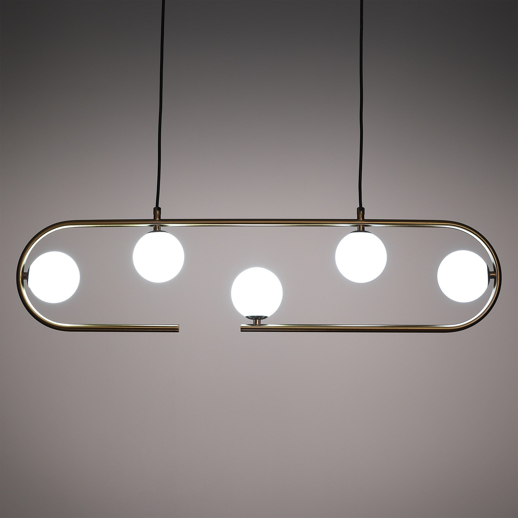 Lampadario in acciaio verniciato ottone cm. L.86 P.9,5 H.22