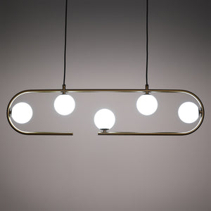 Lampadario in acciaio verniciato ottone cm. L.86 P.9,5 H.22