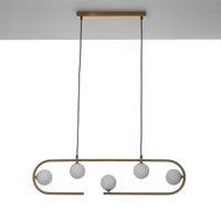 Lampadario in acciaio verniciato ottone cm. L.86 P.9,5 H.22