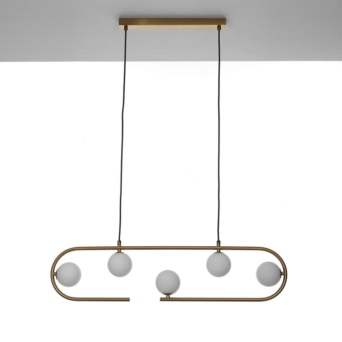 Lampadario in acciaio verniciato ottone cm. L.86 P.9,5 H.22